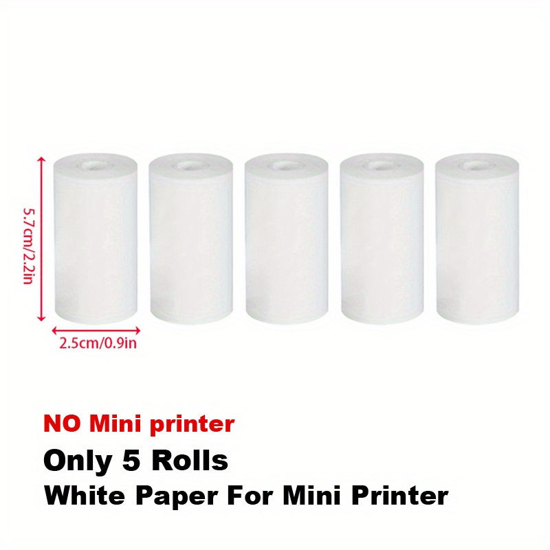 Mini Printer Paper 57mm Width Color White Continuous Paper Self-Adhesive  Transparent Sticker Rolls for Portable HD Photo Printer