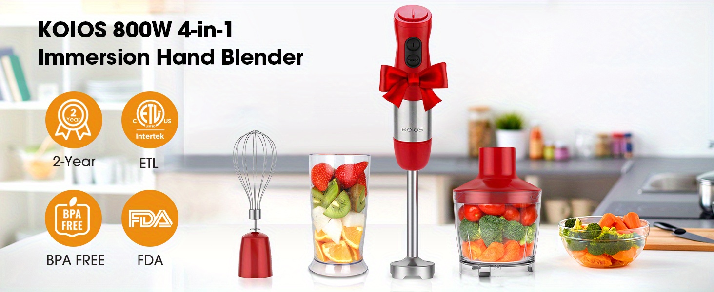 upgrade your kitchen with koios 800w 4 in 1 multifunctional hand immersion blender 12 speeds 304 stainless steel titanium plated more details 0