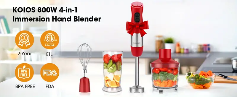 upgrade your kitchen with koios 800w 4 in 1 multifunctional hand immersion blender 12 speeds 304 stainless steel titanium plated more details 0