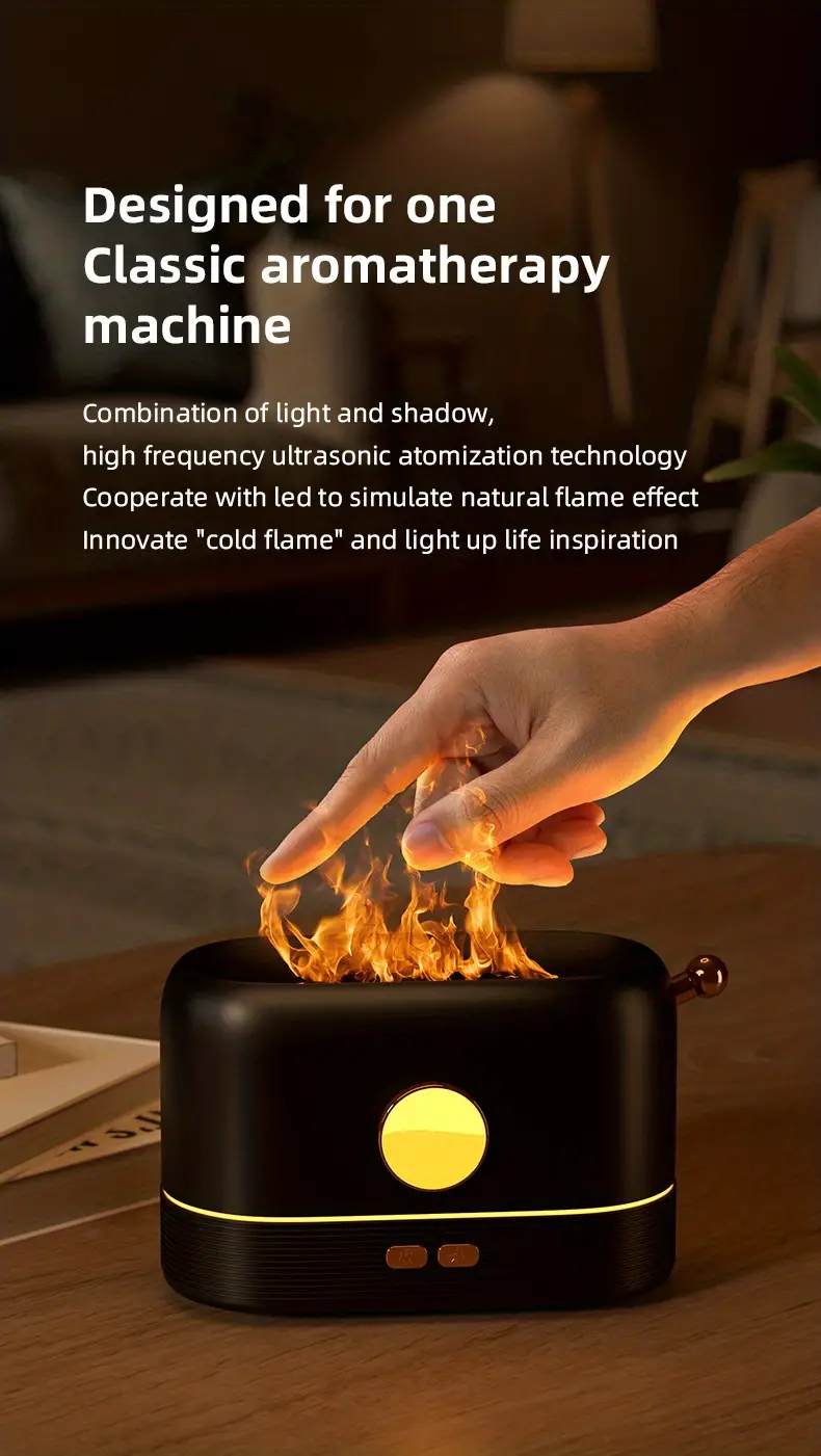1pc new 200ml portable cool mist usb led change color room h2o air 3d 3 colors fire flame mini humidifier aroma essential oil diffuser humidifier details 2