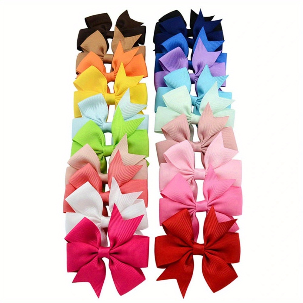 Handmade 4 inch Grosgrain Simple Girls Hair Bows -Choose Color French Barrette / Periwinkle