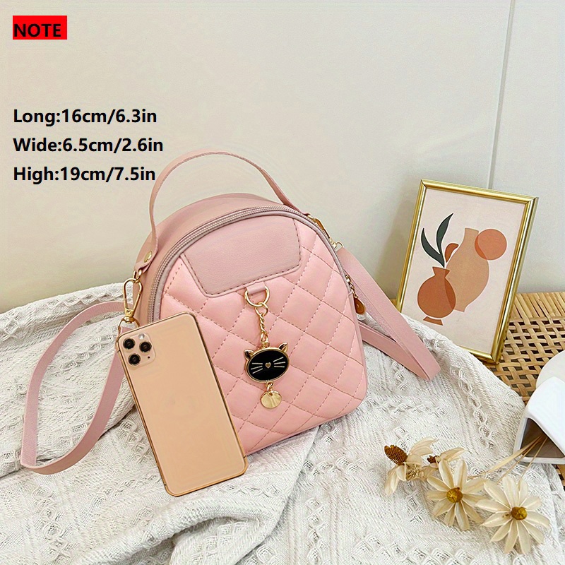 Fashionable Cute Small Women's Backpack, Rhombic Pattern Backpack With Adjustable  Strap,cat Pattern Zipper Casual Shoulder Bag, Bag,coin Purse,card Wallet,mobile  Casual Phone Bag,casual Camera Bag,lipstick Bag,key Bag,square Bag - Temu  Germany