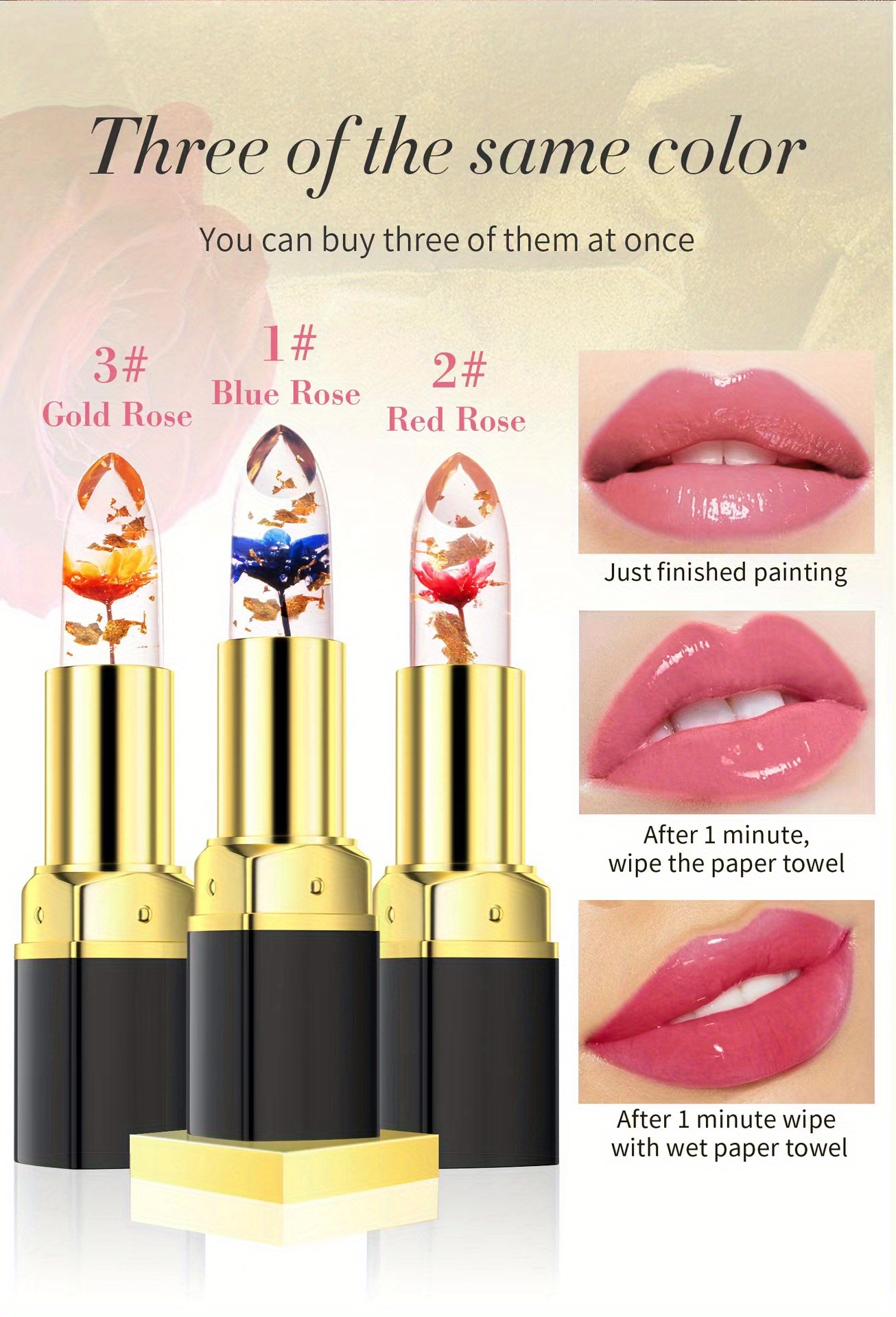 rose temperature color changing lipstick shimmer color magic changing lipstick long lasting waterproof details 6