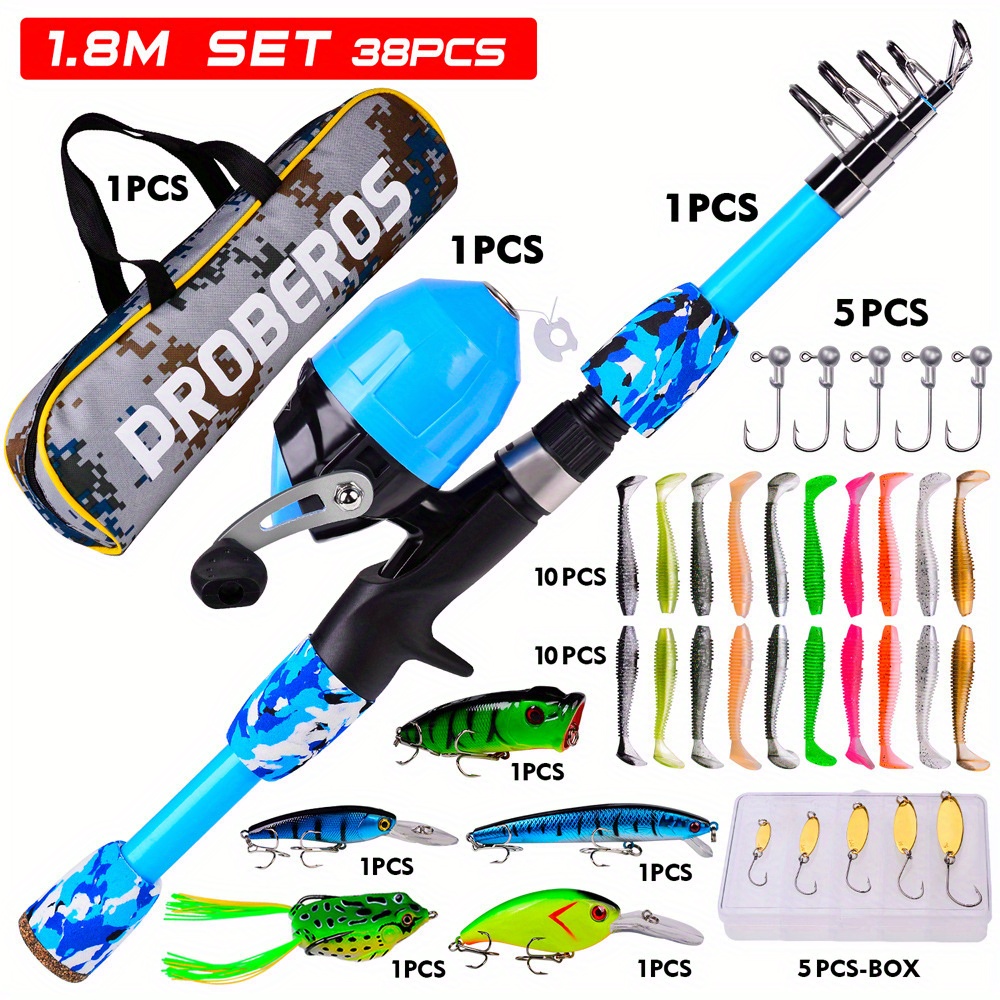 Portable Telescopic Fishing Rod Reel Combo Kit Perfect Kids - Temu