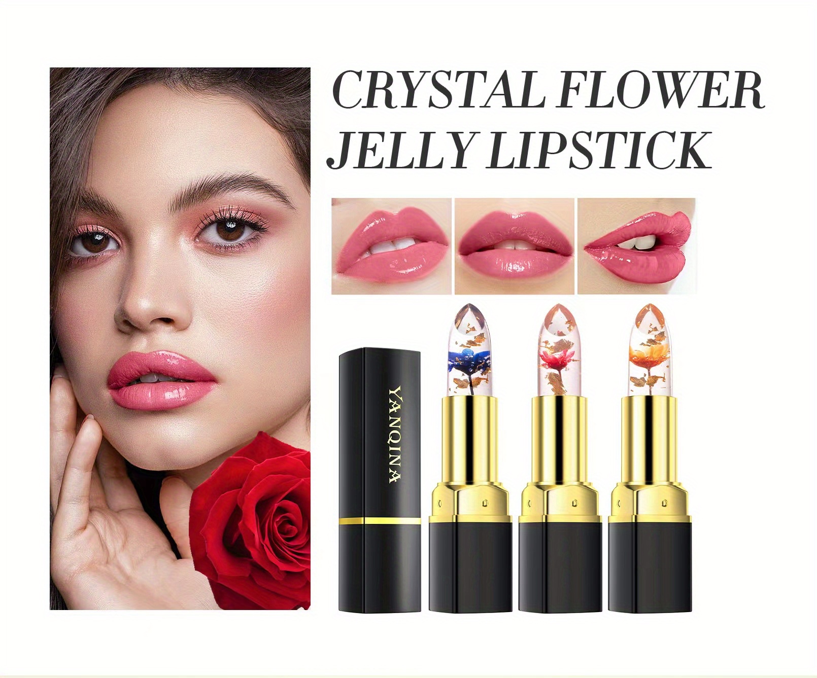 rose temperature color changing lipstick shimmer color magic changing lipstick long lasting waterproof details 2
