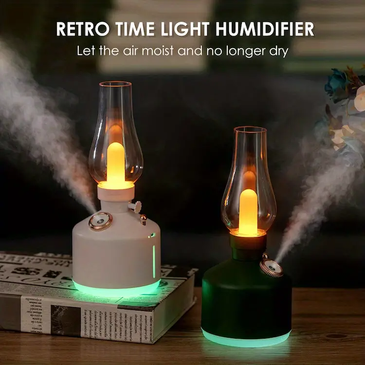 retro time light wireless humidifier small home silent bedroom office desktop night light charging aromatherapy machine details 0