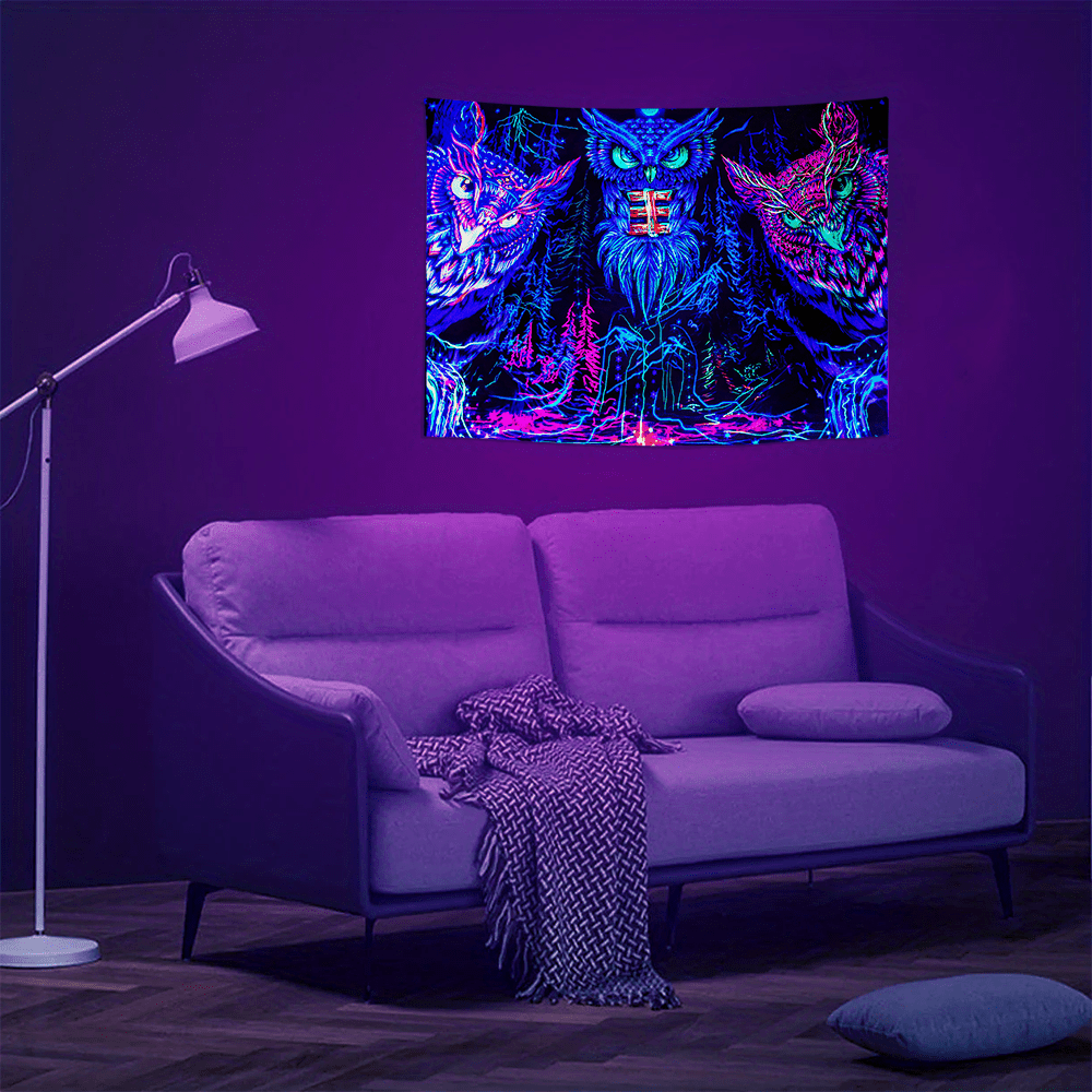 1pc Owl Fluorescent Tapestry Blacklight Tapestry Uv Reactive Peach Skin 1pc-owl-fluorescent-tapestry-blacklight-tapestry-uv-reactive-peach-skin