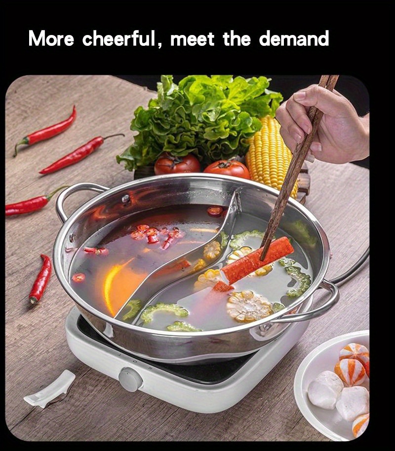 Stainless Steel Sichuan Hotpot Pot, Shabu Pot, Hot Pot With Divider,  Kitchen Gadgets, Kitchen Stuff, Kitchen Accessories, Home Kitchen Items -  Temu