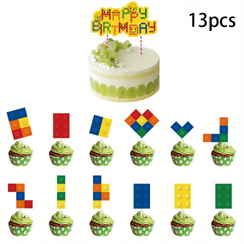 Cake Topper, Cupcake Square Card, Birthday Party Dessert