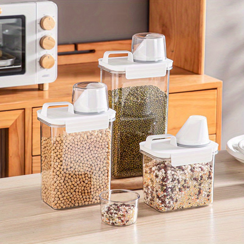 1pc Portable Plastic Food Storage Box, Clear Cereal Storage Container With  Lid, Large Kitchen Storage Container