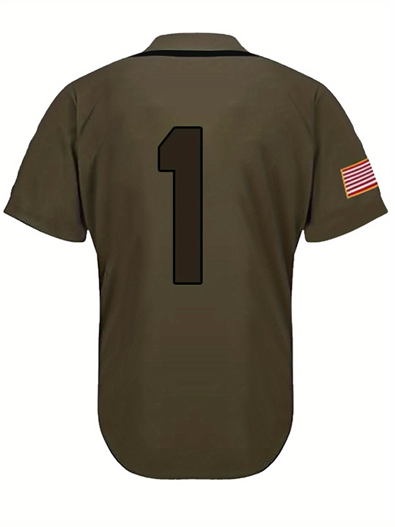 Men's #1 Baseball Jersey, Casual Short Sleeve Button Up Embroidery Classics  Salute Olive Green Sports Uniforms - Temu