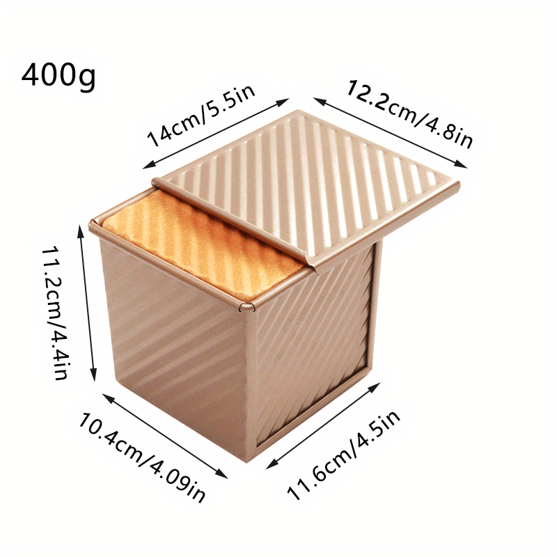 Image of 1pc, Square Loaf Pan With Lid (4.5''x4.1''x4.4''), Mini Baking Bread Pan, Bakeware, Oven Accessories, Baking Tools, Kitchen Gadgets, Kitchen Accessories, Home Kitchen Items