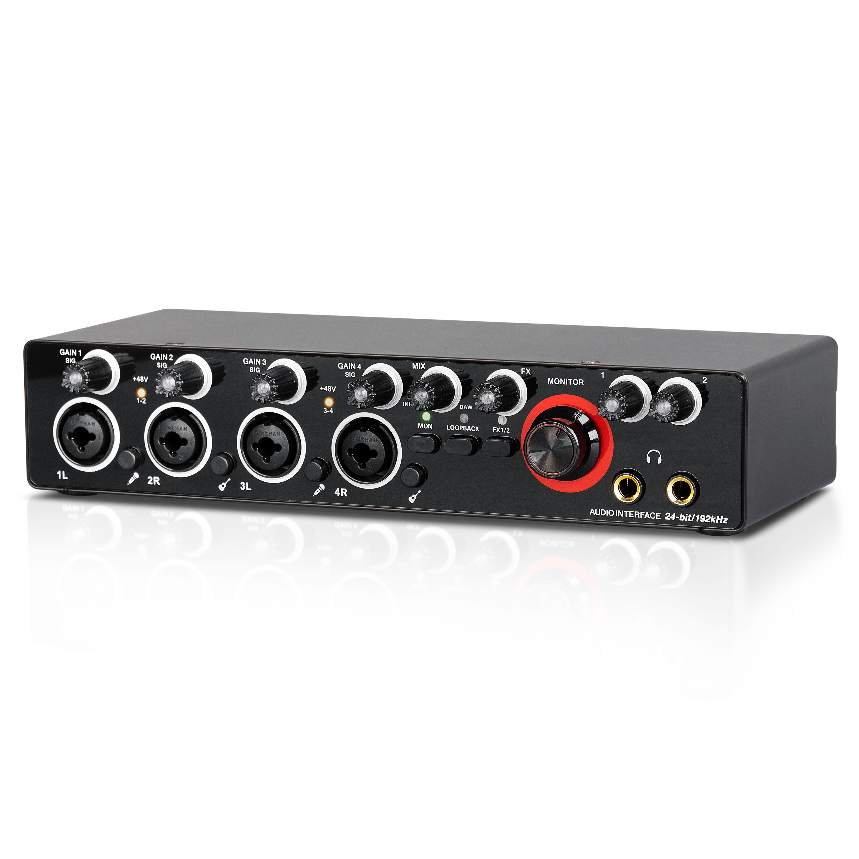 Audio Interface Sound Card With Monitor, Electric Guitar Live Recording  Professional Studio Mixer 24Bit/196kHz For Recording Music, XLR Interface  With
