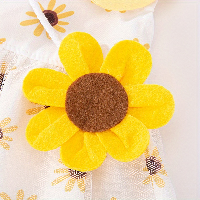 1pc Cute Sunflower Mesh Dress For Dogs And Cats Perfect For Summer Fun
