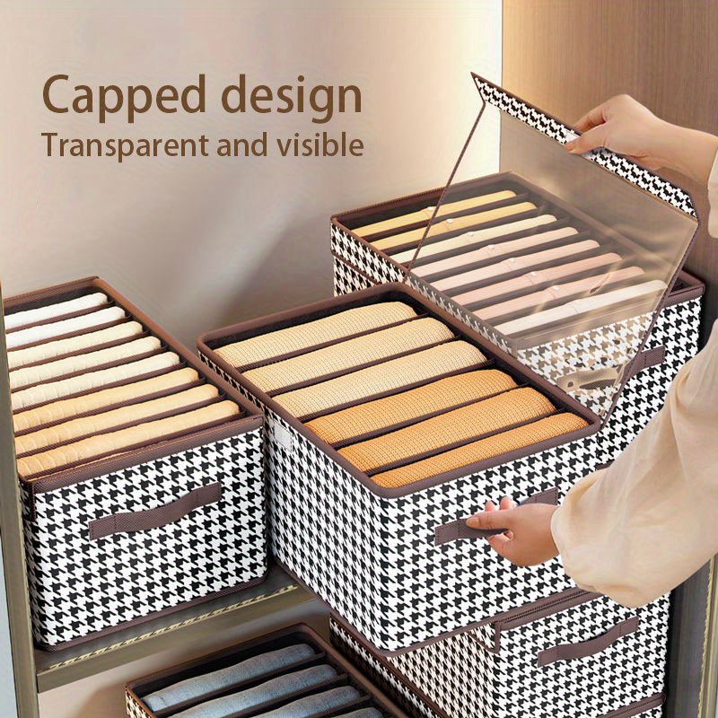 Wardrobe Clothes Organizer With Handle, Clothes Separation Storage Box,  Lightweight Closet Organizer - Temu