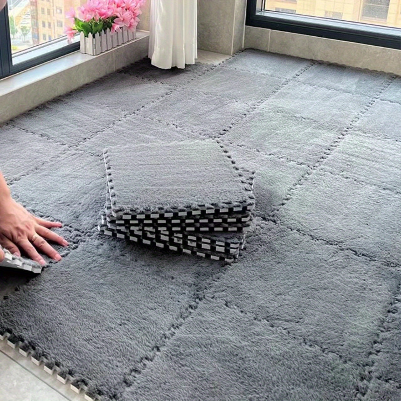 Bedroom Floor Carpet Jigsaw Puzzle Fluff Mat Mosaic Carpet - Temu Mexico