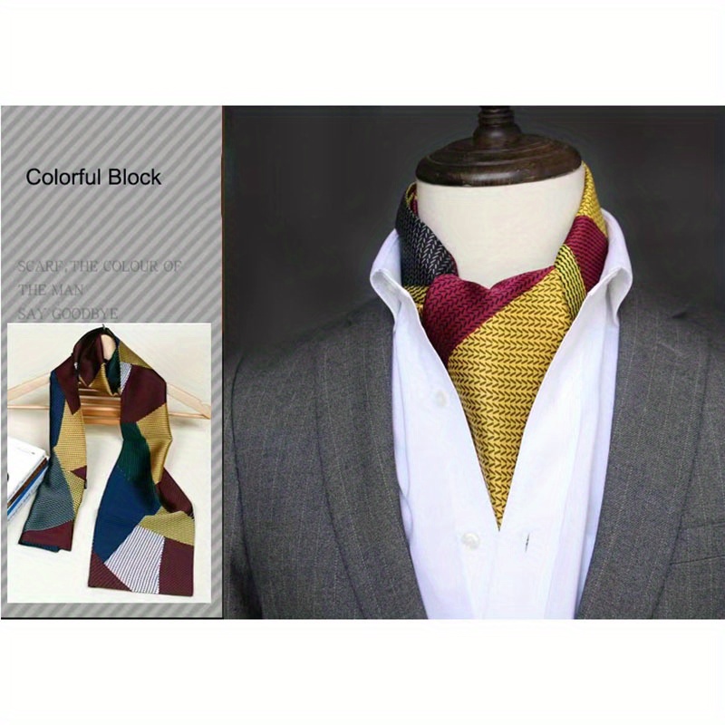 Trendy Men's Scarves British Retro Suit Shirt Twill Scarf Printed Double-layer Business Scarf Unisex  Wraps details 17