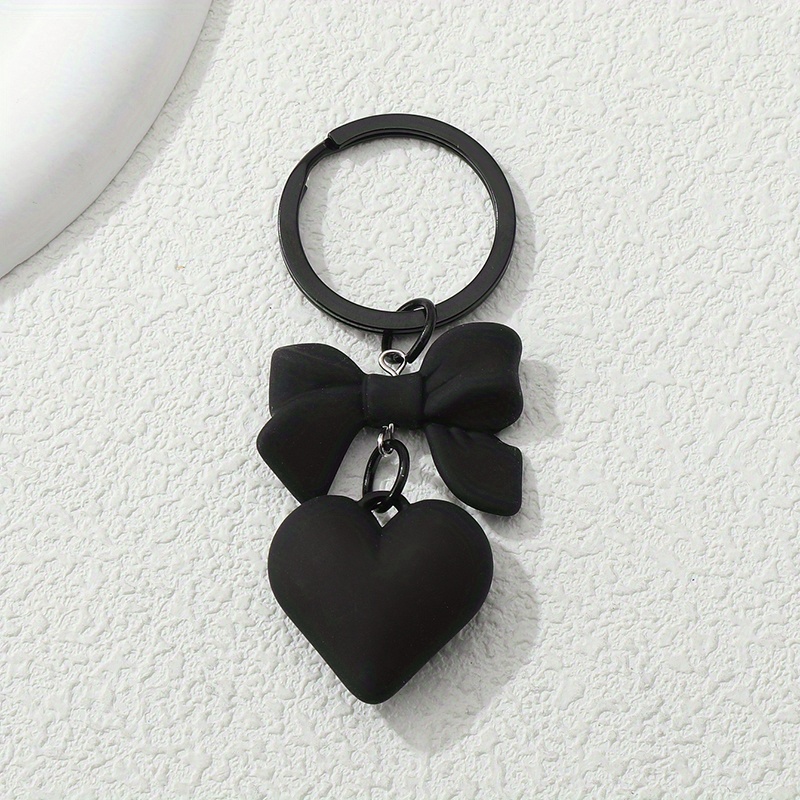 Y2k Bow Heart Keychain Cute Ring Purse Bag Backpack Car Key Charm Earbud Case Accessory Women Gift