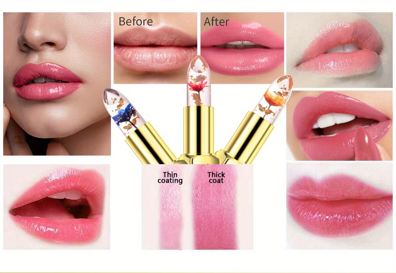 rose temperature color changing lipstick shimmer color magic changing lipstick long lasting waterproof details 7