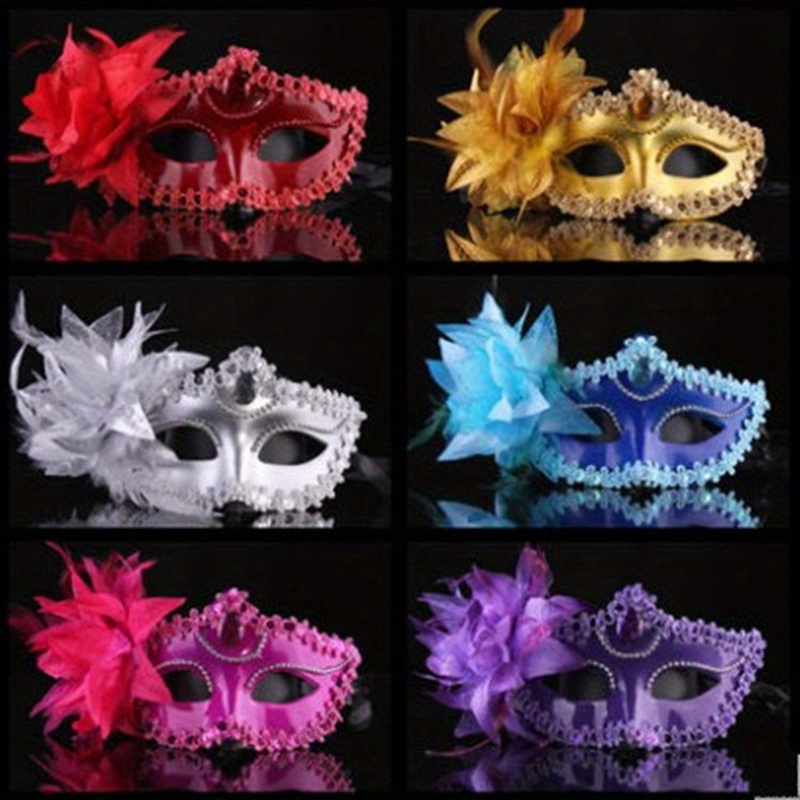 Halloween Mask Masquerade Lily Flower Mask Half Face Ladies - Temu