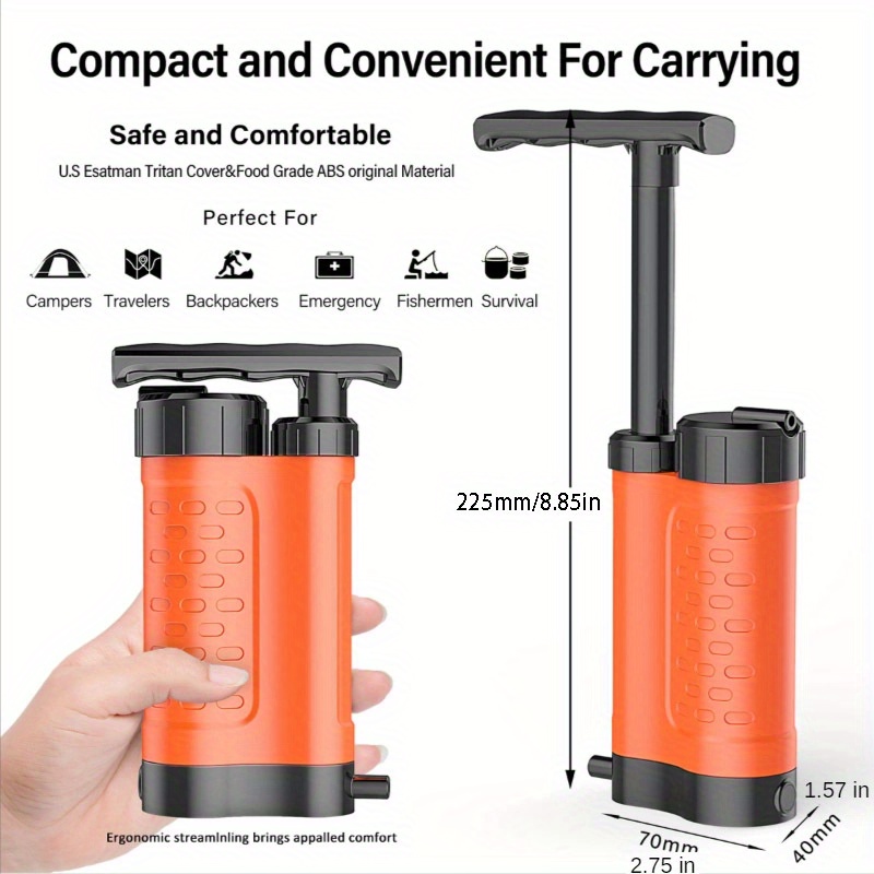 portable hand pump water purifier for outdoor survival adventure emergency multi layer hand pump water dispenser details 2