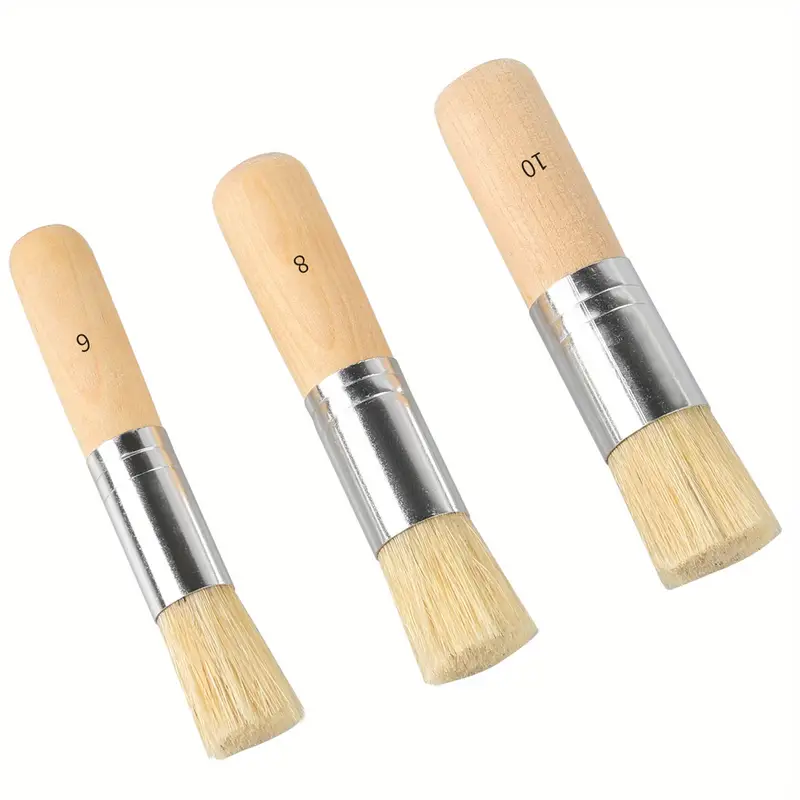 3 Pcs Wooden Stencil Brushes Pure Natural Stencil Brushes, Painting Bristle  Brushes For Acrylic Oil Watercolor Painting Project Card DIY Crafts, 3 Siz