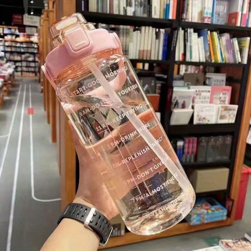 2l Sports Water Bottle With Straw Portable Large Capacity Water Bottles  Fitness Bike Cup Summer Cold Water Jug With Time Marker