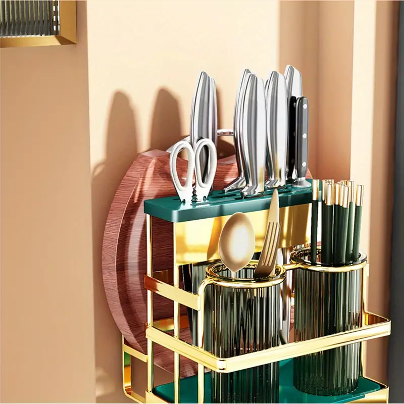 1pc kitchen knife holder cutting board rack cutting tools knife fork spoon holder wall mounted countertop integrated kitchen utensils storage and drainage kitchen accessories details 0