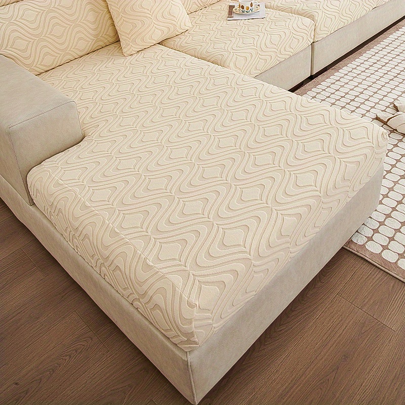 Tunez, Stretch Sofa Cover, Canvas (50% Polyester, 45% Cotton, 5% Elastane),  Beige, 4 Seater (240-270cm Width)