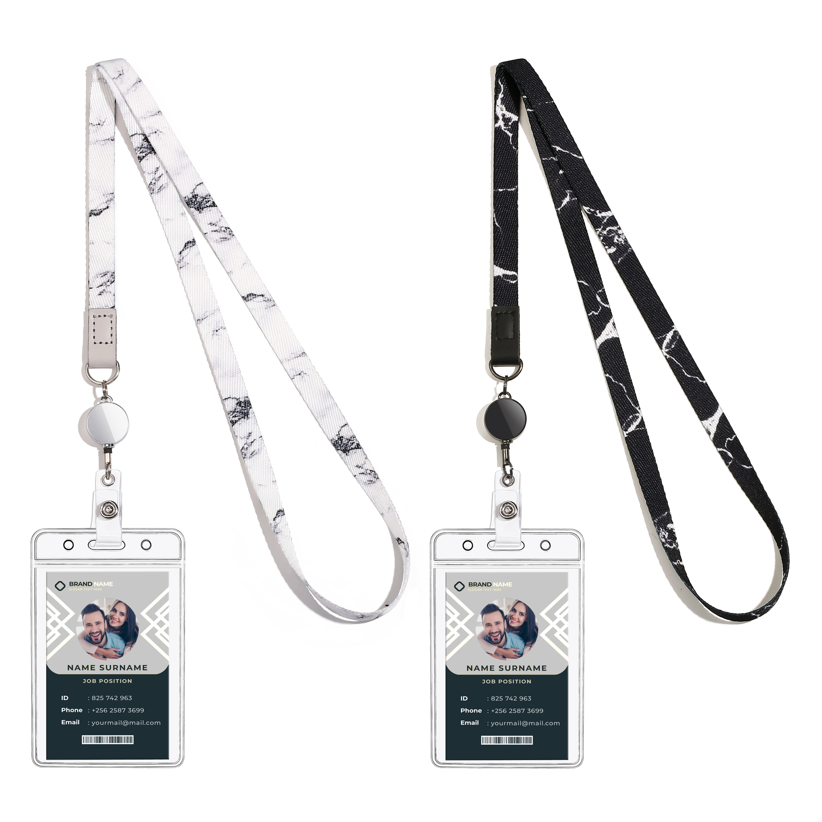 ID Badge Holder with Lanyard - 4 Pack ID Card Holder with Badge Reels  Retractable - Black