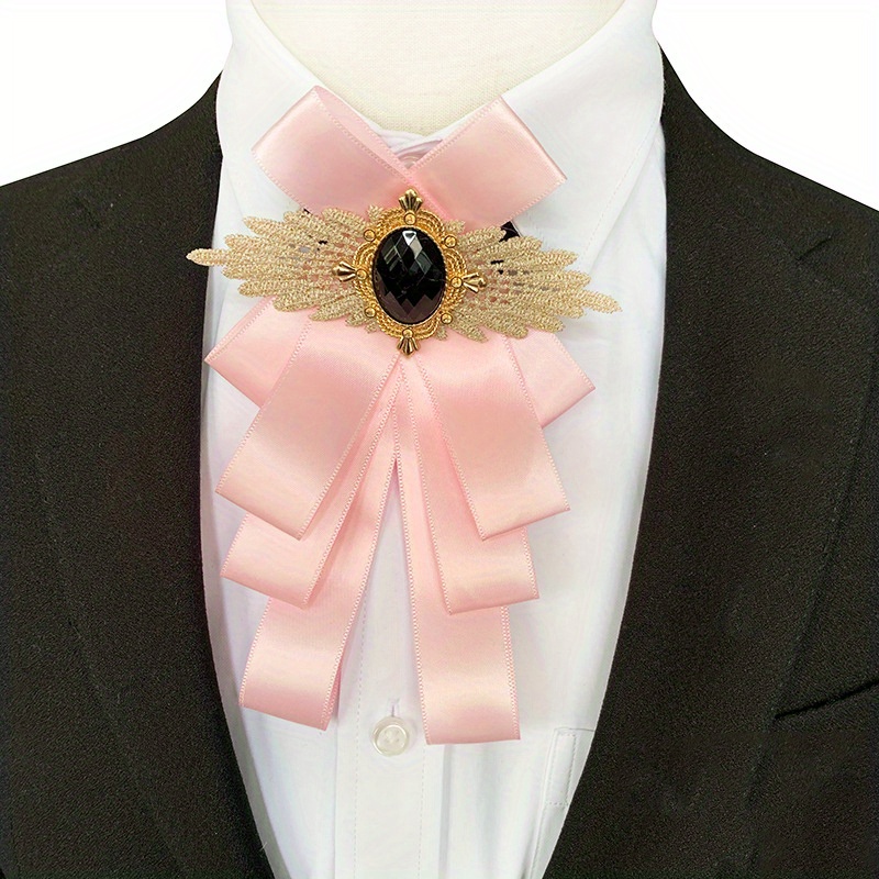 Satin Necktie Jeweled British Layer Bow Necktie