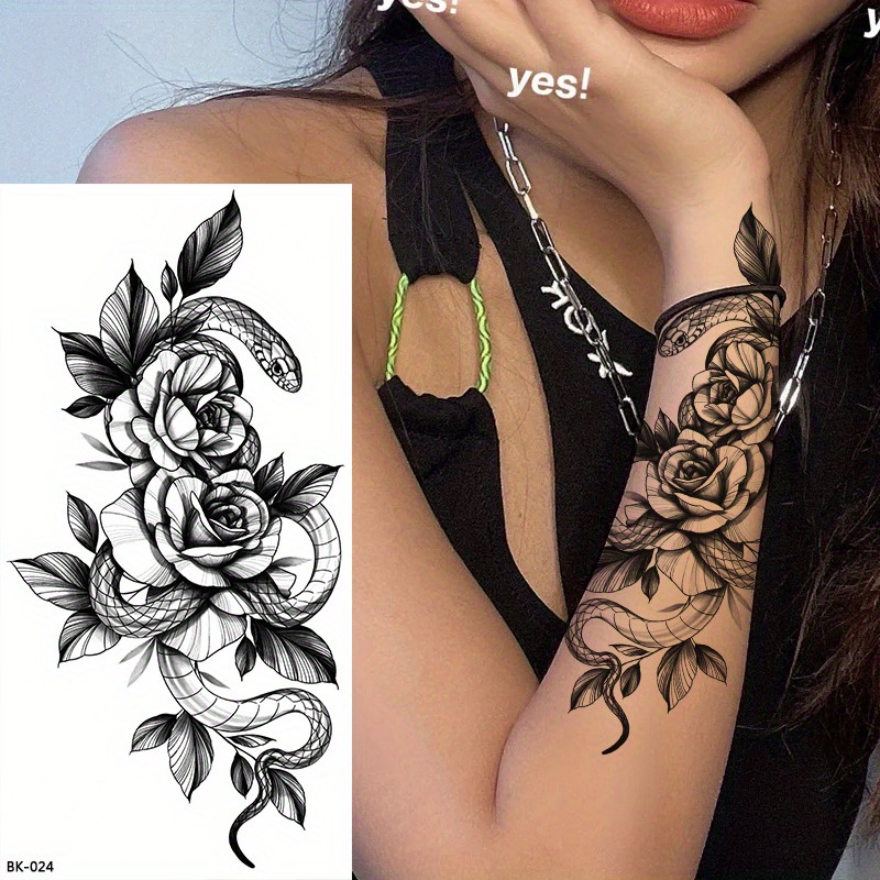 black and white rose tattoo shoulder