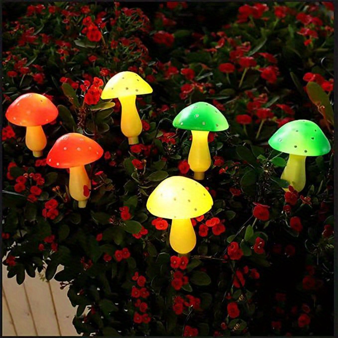 Solar Panel Mushroom Heads Solar Mushroom String Light - Temu