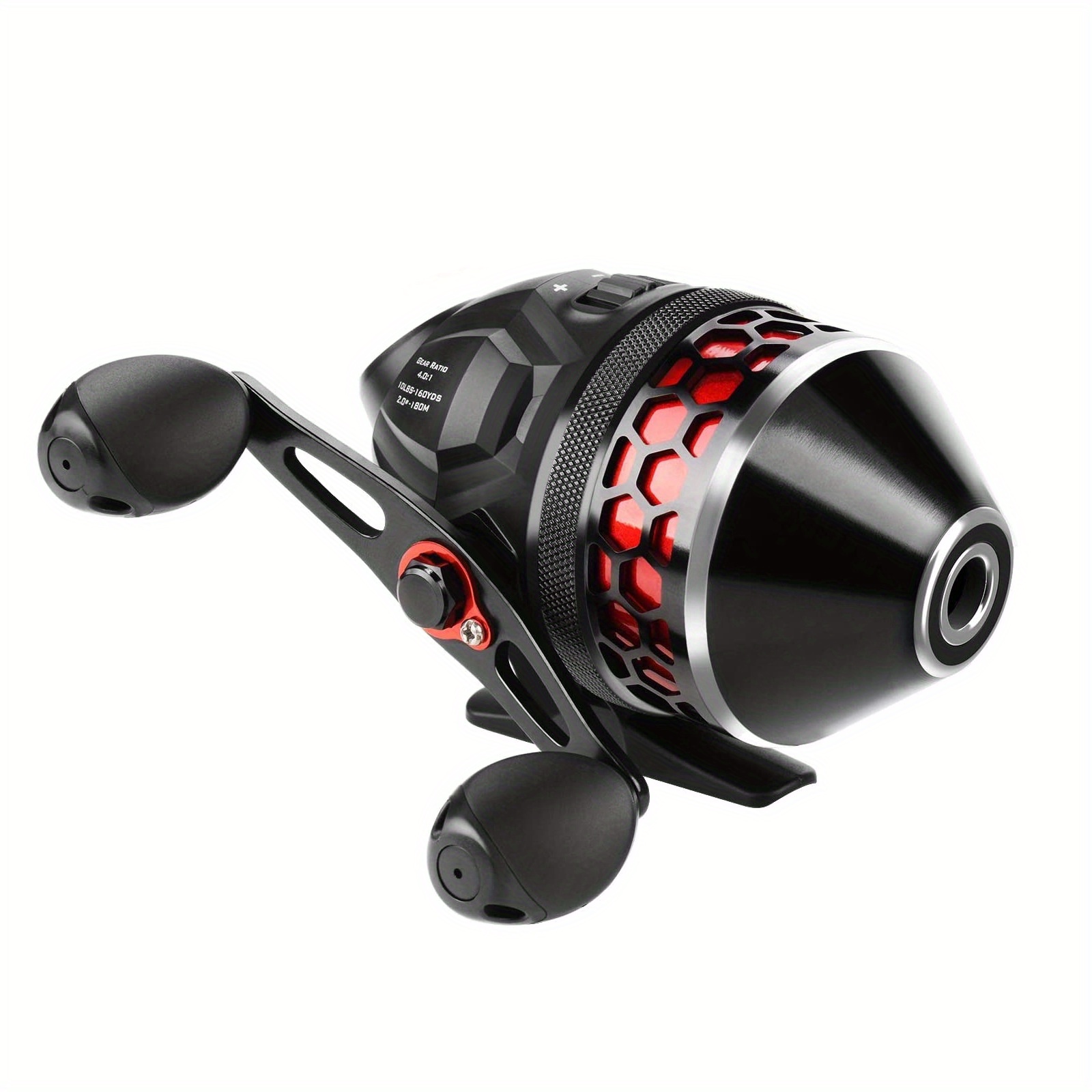 * Brutus Spincast Fishing Reel, Easy To Use Push Button Casting Design,  High Speed 4.0:1 Gear Ratio, 5 MaxiDur Ball Bearings, Reversible Handle