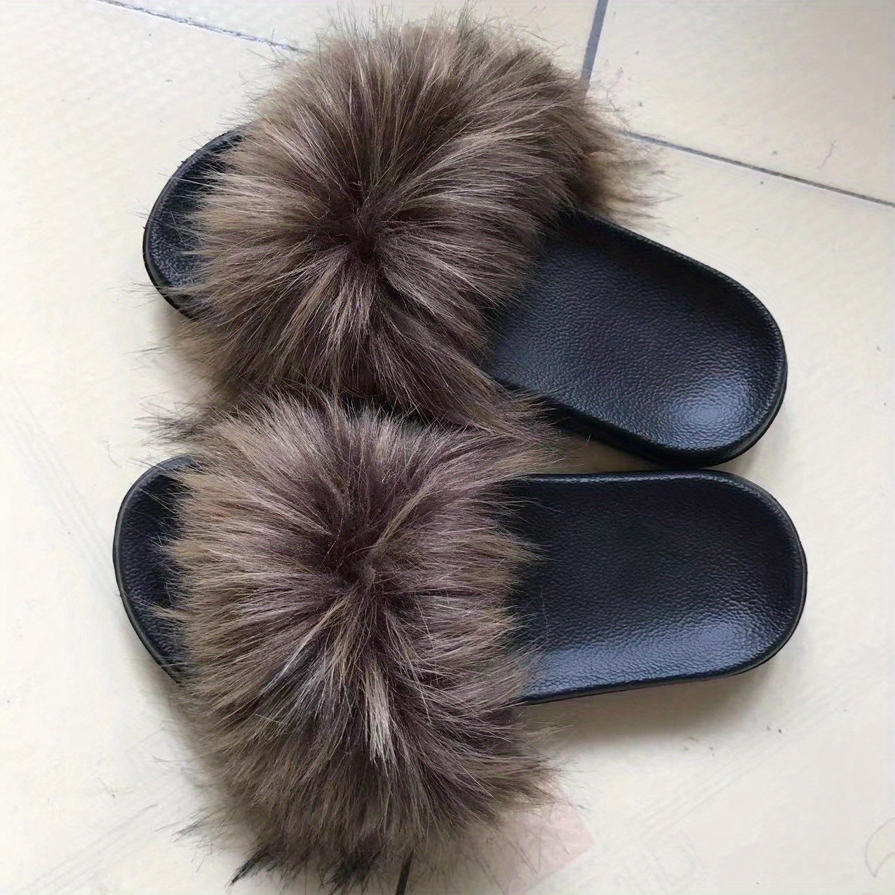 Automatisk Bemærk lotus Women's Fluffy Flat Slides, Fashionable Open Toe Non Slip Indoor Slippers,  Furry Outdoor Slide Shoes - Temu