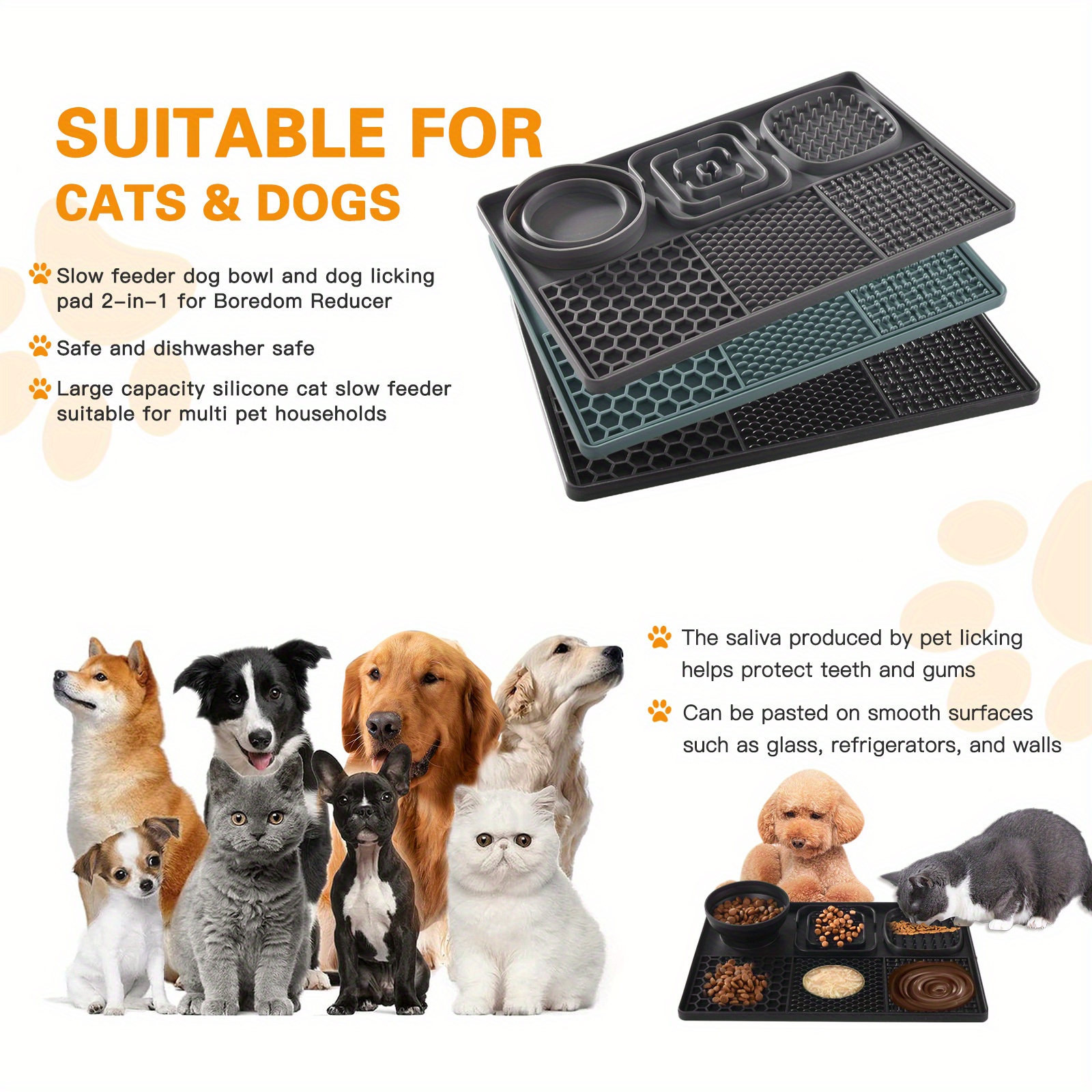 1pc-pet Licking Mat For Dogs Slow Feeder Pet Health Safe Slow