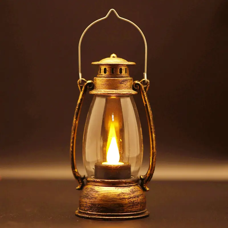 1pc mini vintage wind lamp led candle light small night light camping light bedside hanging light table light atmosphere light electronic candle light with 3 pieces ag13 battery powered details 4