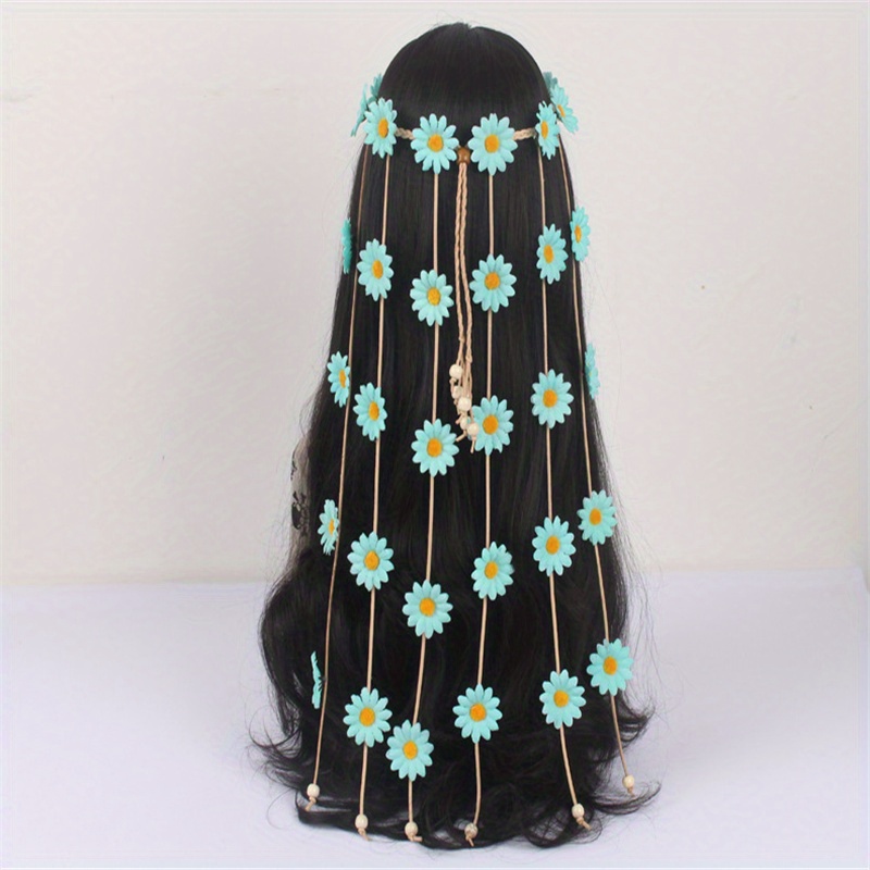 Bohemian Daisy Headband with Tassel for Bride's Headdress