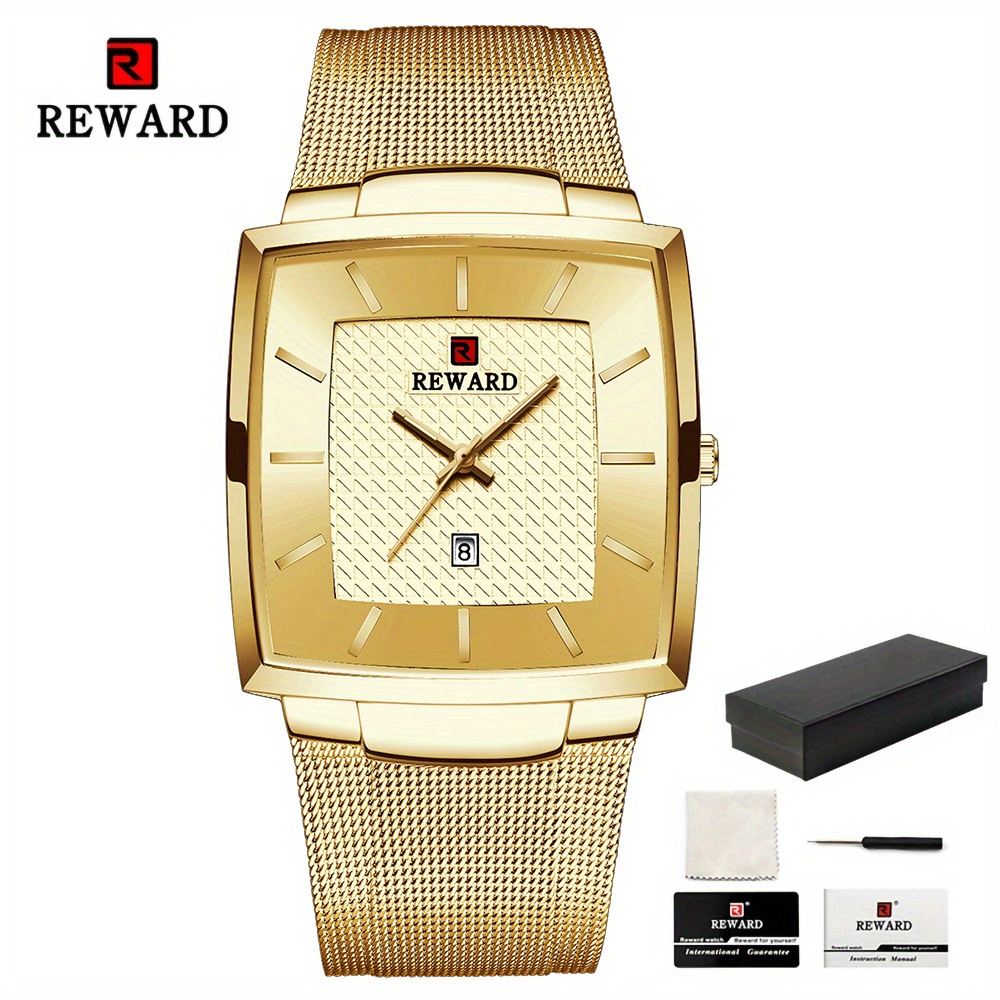 Reward Men's Watches Blue Rectangle Quartz Wristwatches - Temu