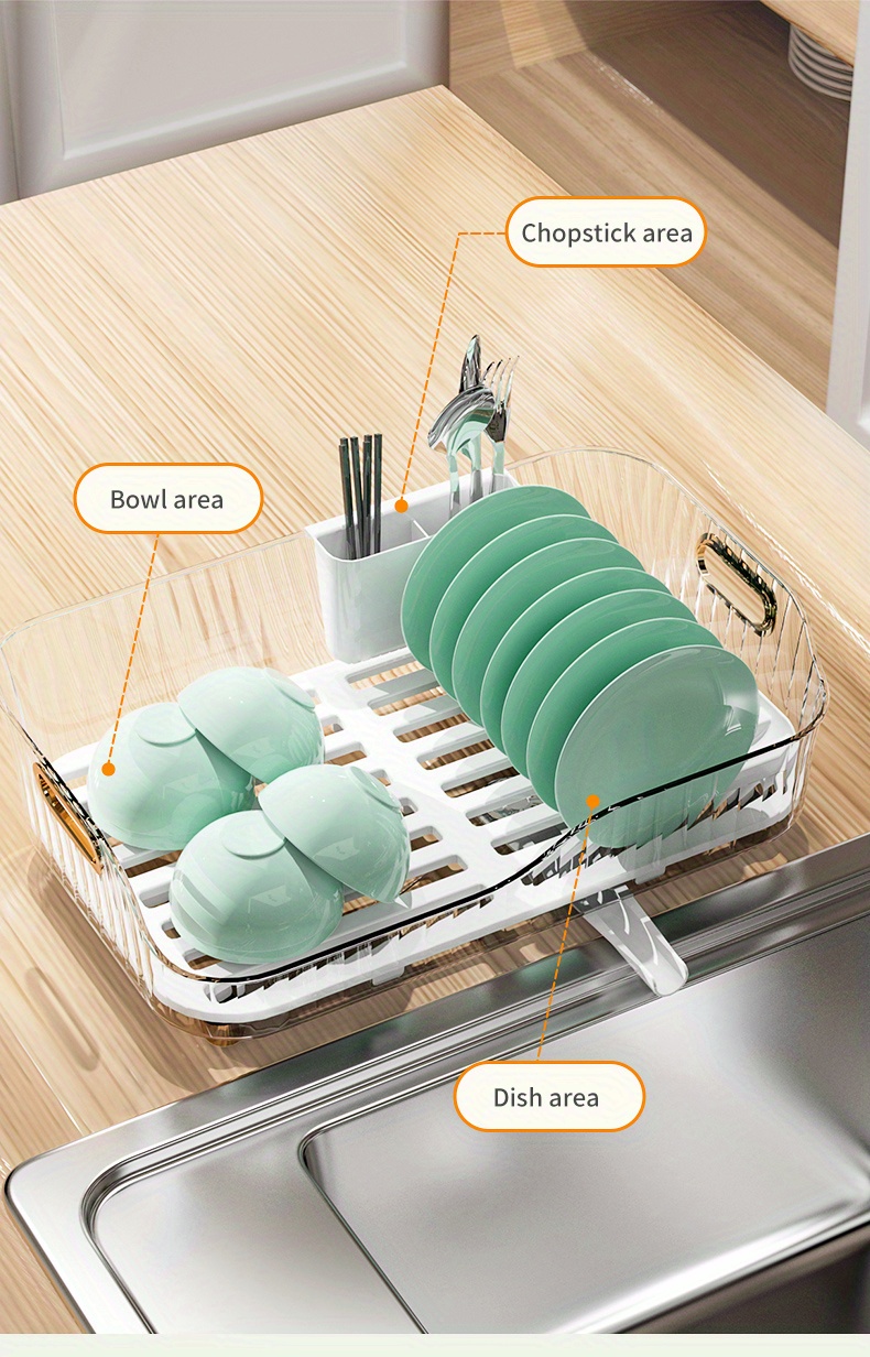 Multi-purpose Dish Storage Rack With Draining Board And Drainage Bowl -  Perfect For Organizing And Storing Tableware, Chopsticks, And More -  Kitchen Accessory - Temu