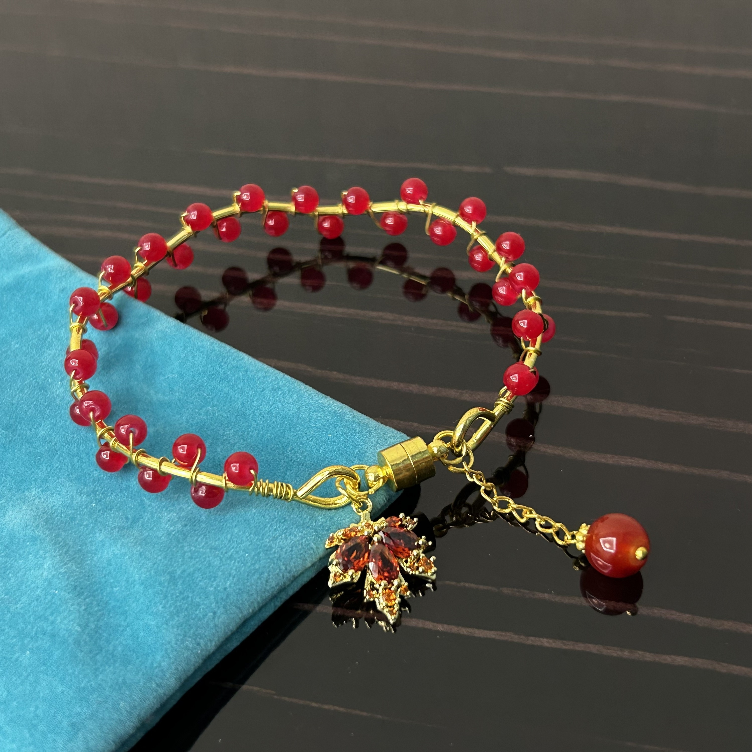 Red Bead Maple Leaf Bracelet: Perfect Gift Girlfriend Party - Temu