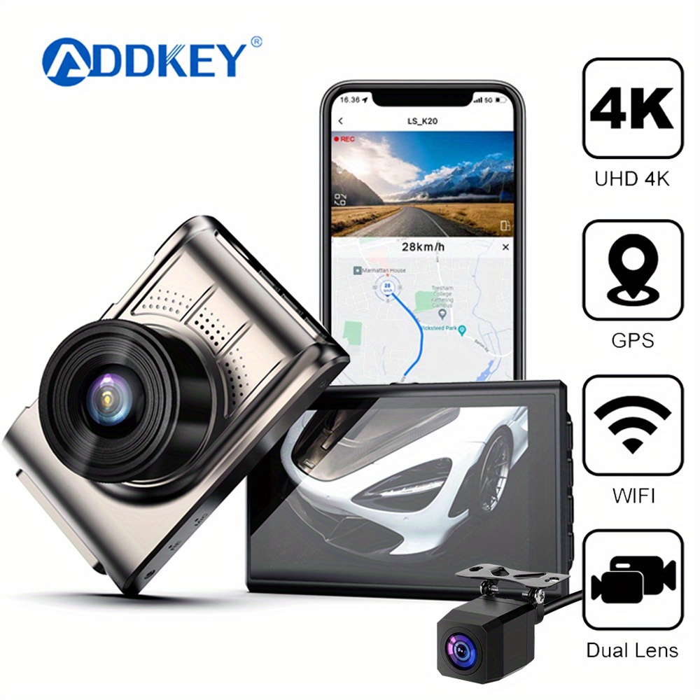 4k Dual Dash Cameras Front And Rear Wi fi Gps Dash - Temu