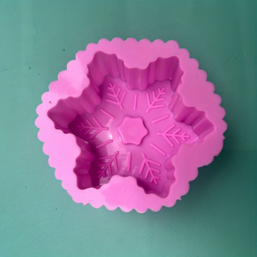 1pc Pink 3d Snowflake Silicone Cake Mould, Christmas Winter Theme Soap Mold