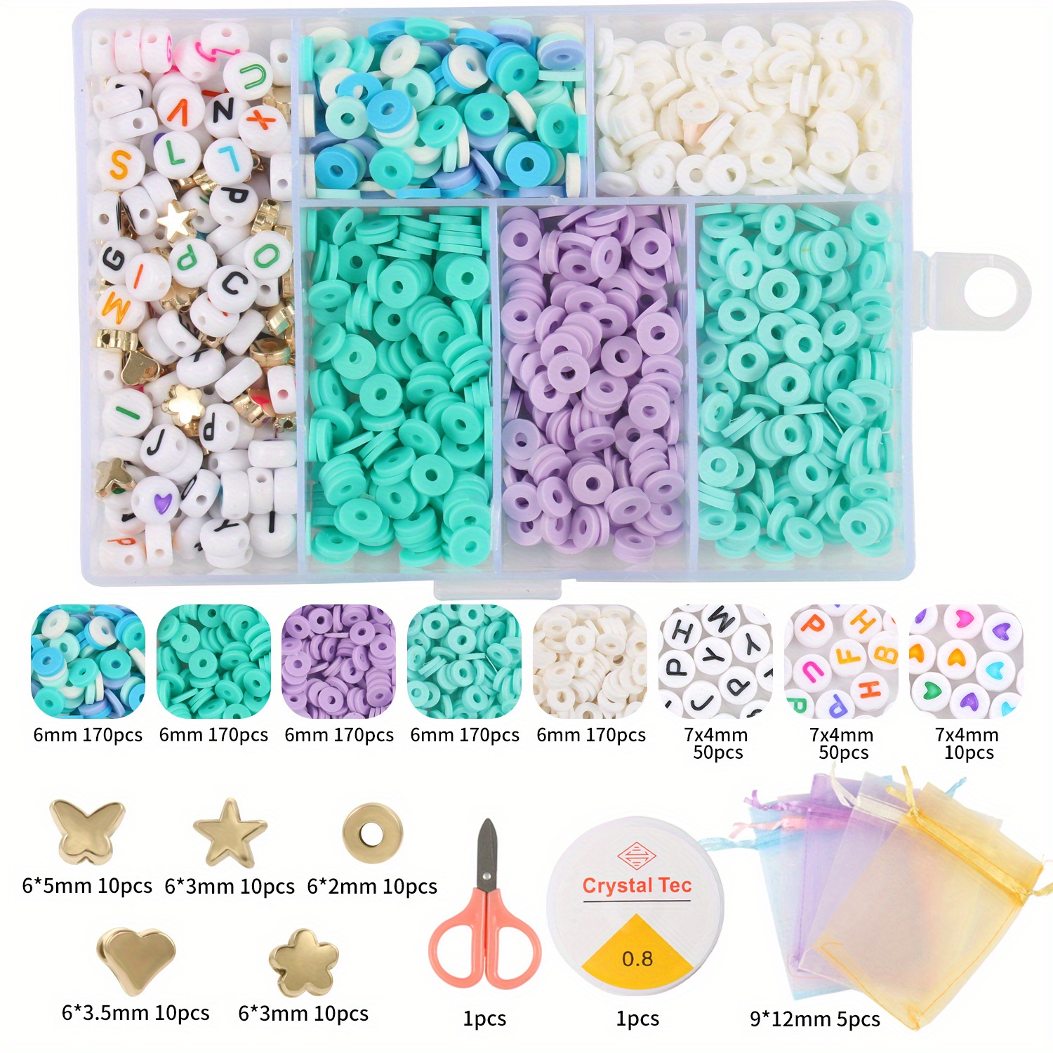 Clay Beads For Bracelets 20 Colors Flat Round Polymer - Temu