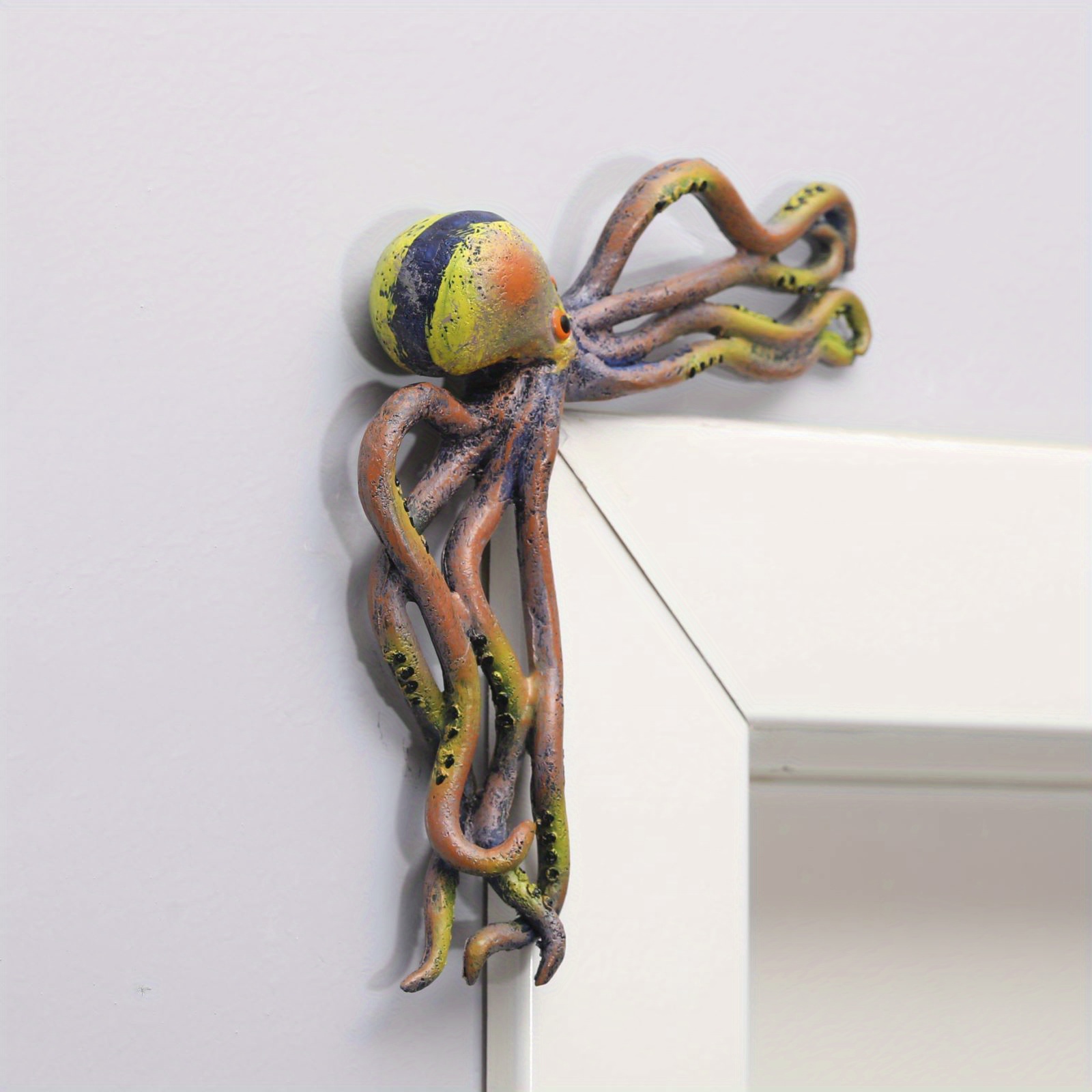 Cute Octopus Statue Ocean Octopus Door Crawler Decor Resin Temu