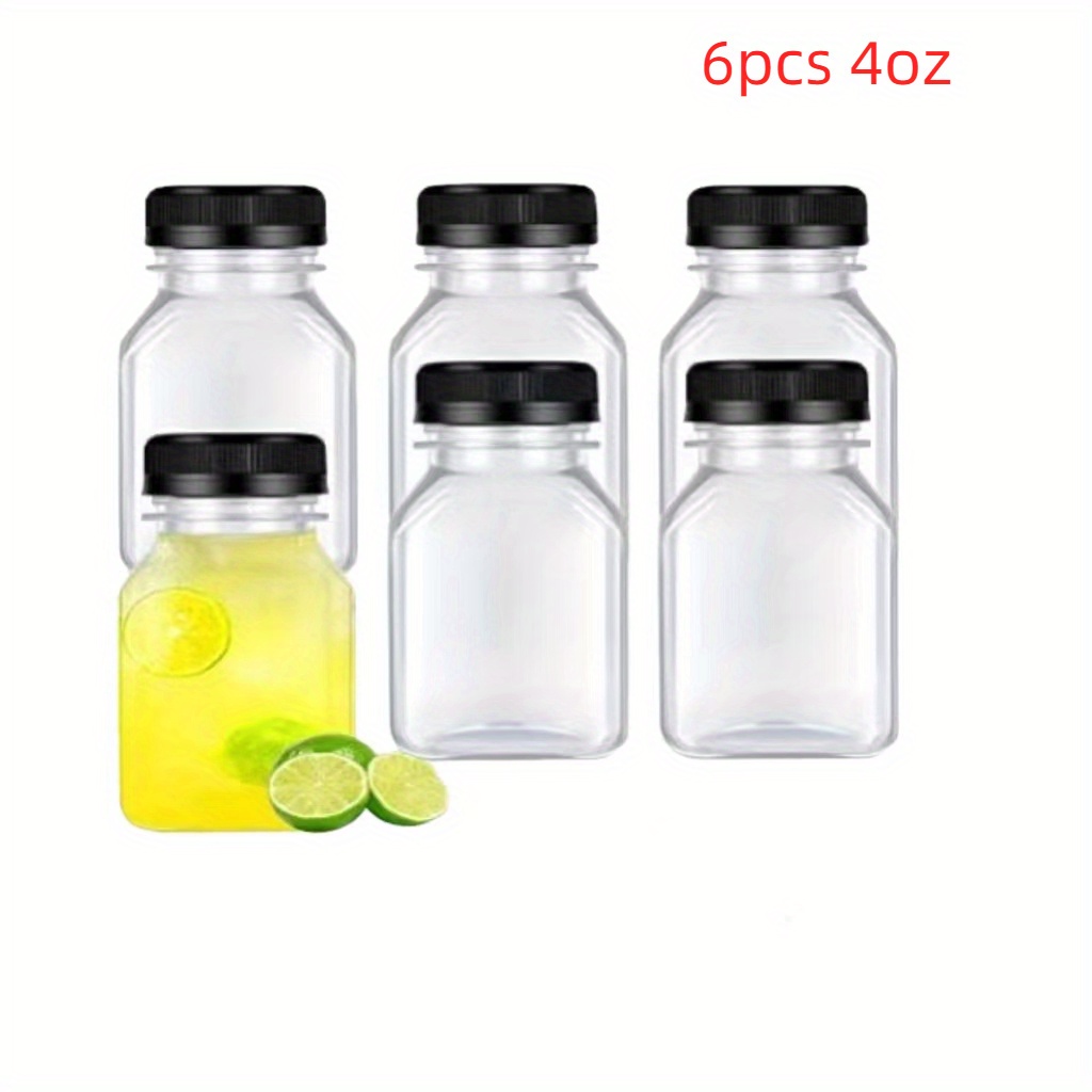 4pcs 4oz Reusable Mini Plastic Juice Bottles with Caps - Portable Clear  Drink Containers for Juice, Water, Milk, and More - Bulk Beverage Storage  and