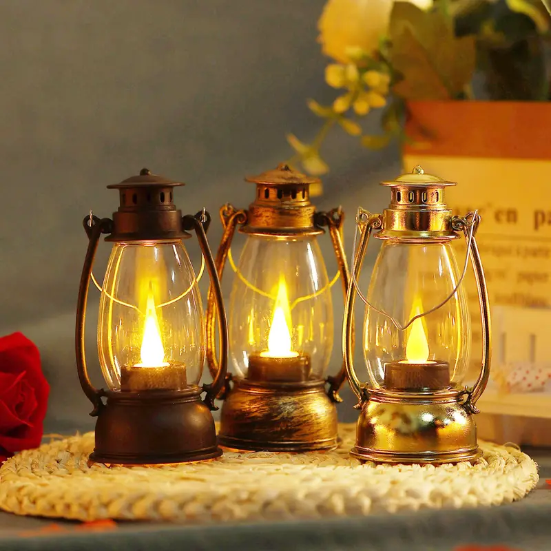 1pc mini vintage wind lamp led candle light small night light camping light bedside hanging light table light atmosphere light electronic candle light with 3 pieces ag13 battery powered details 11