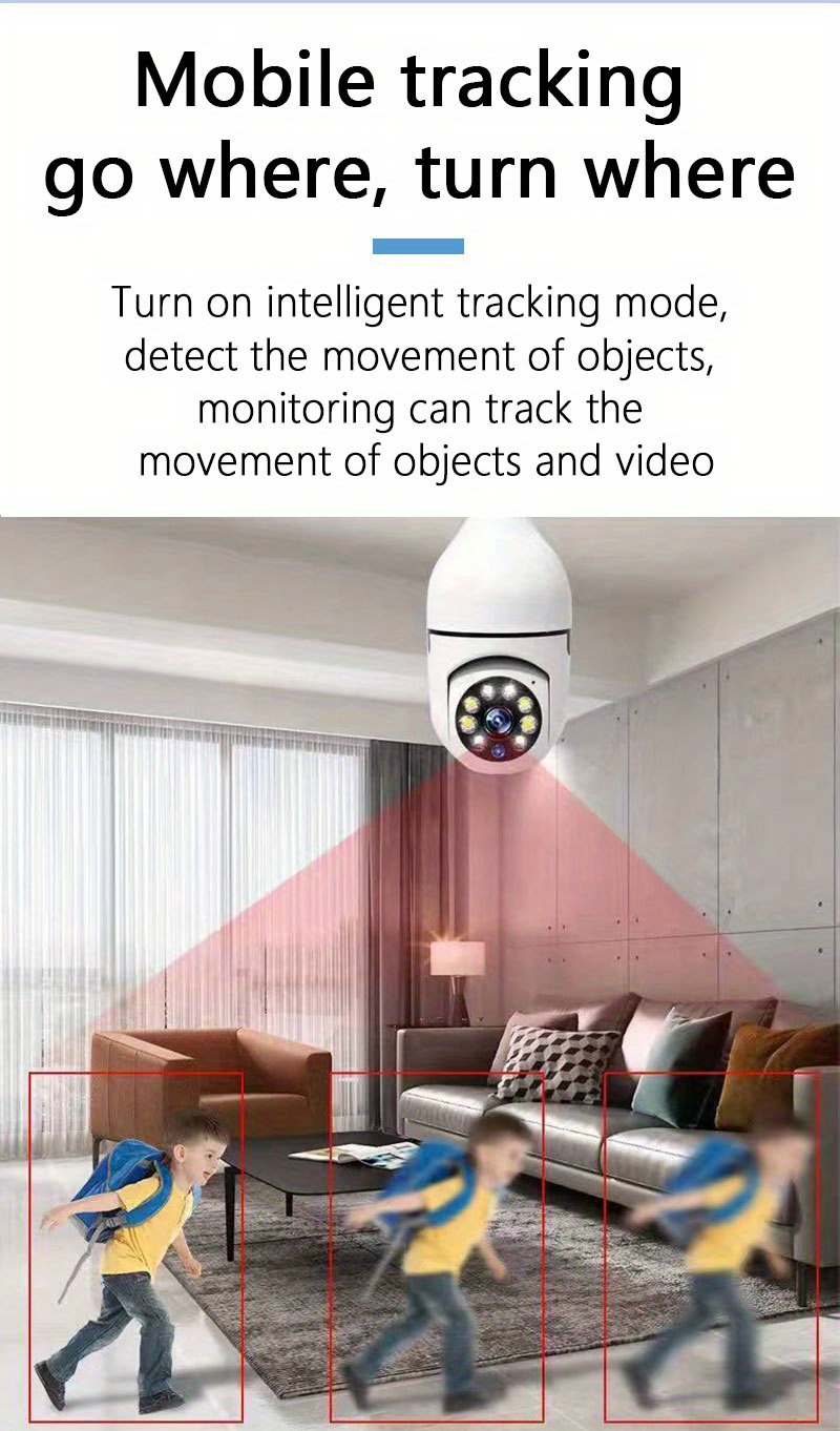 smart home security camera hd 1080p wifi e27 light bulb camera with dual band 5g alexa google home compatible motion detection two way audio visual active defense alarm notifications no tf sd card required details 5