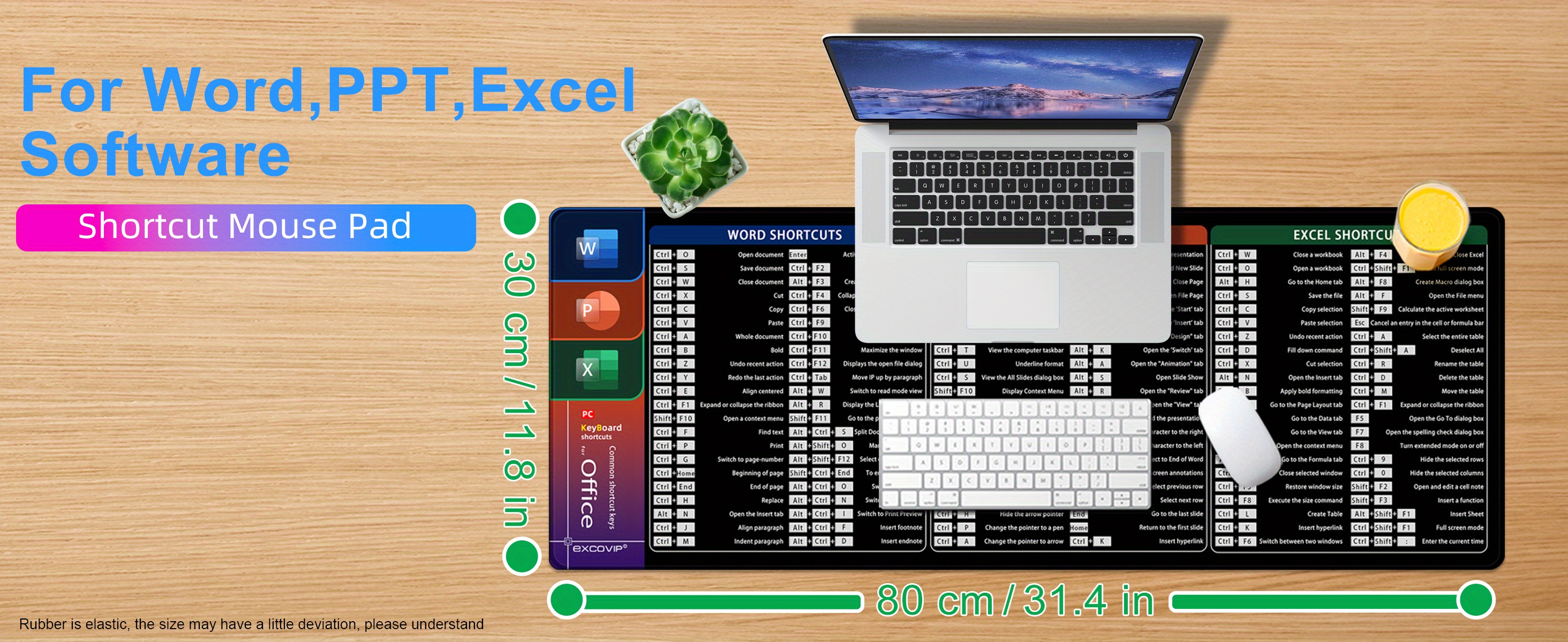 office software word excel ppt shortcut key mouse pad extra large 80x30cm desk pad details 3