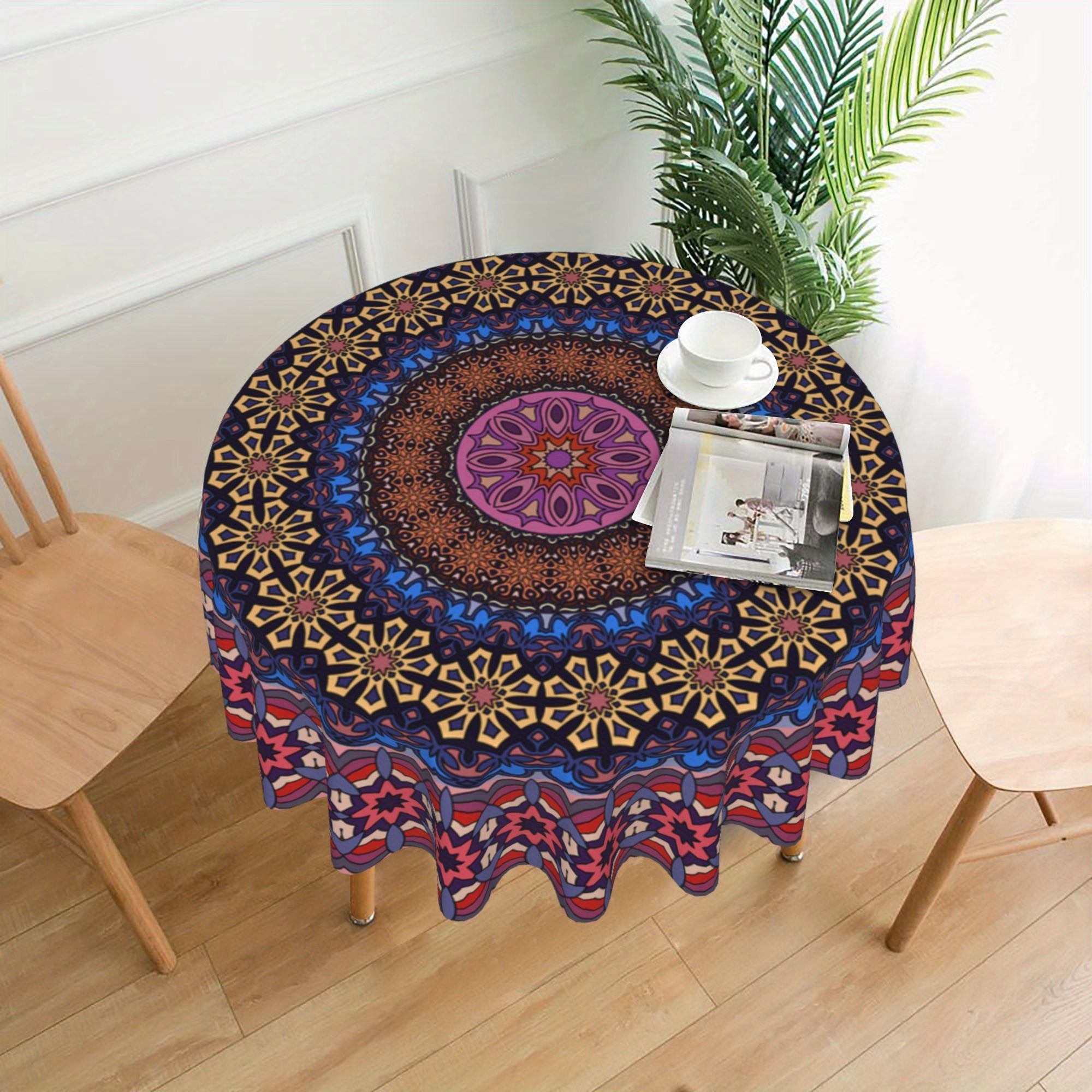 1pc Bohemian Mandala Round Tablecloth 60 Inch Colorful Indian Boho ...